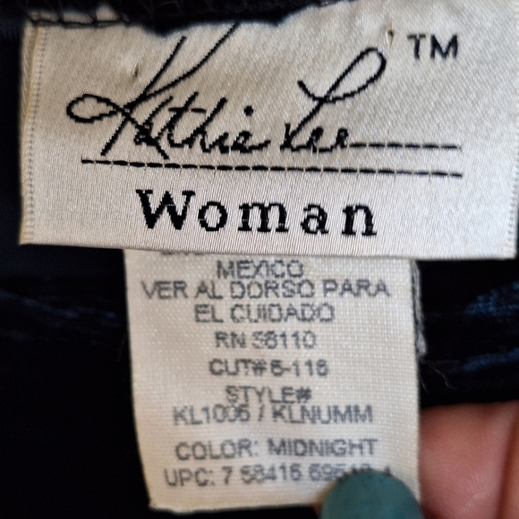 Kathi Lee Blouse Button Front DkBlu Velour PlusSz 26W-28W Long Sleeves See Tags - Picture 6 of 11
